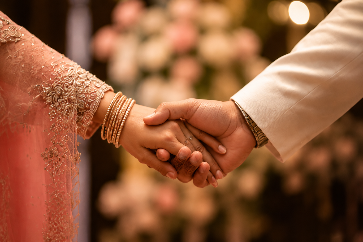 Couple holding hands